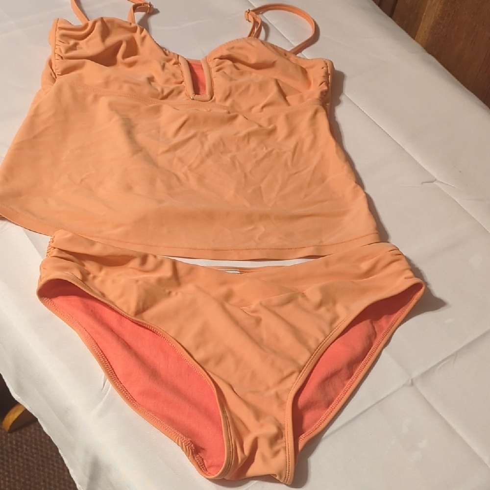 Peach Tankini Swimsuit Set